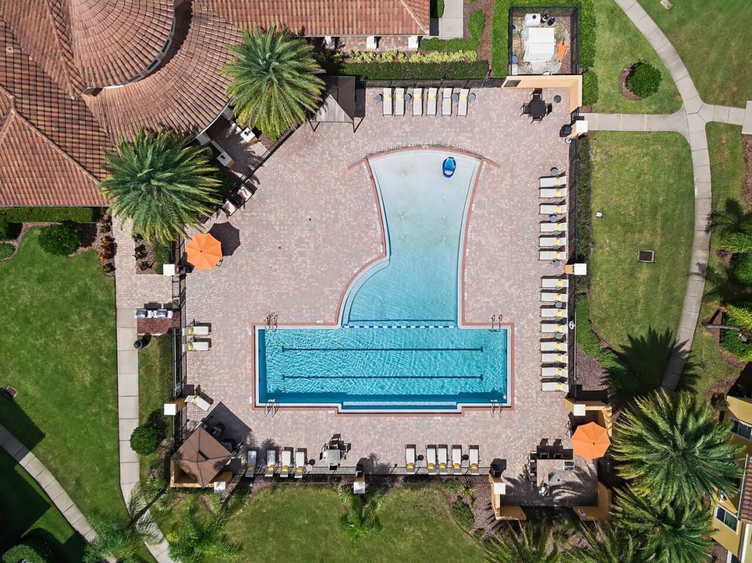 areal view of pool